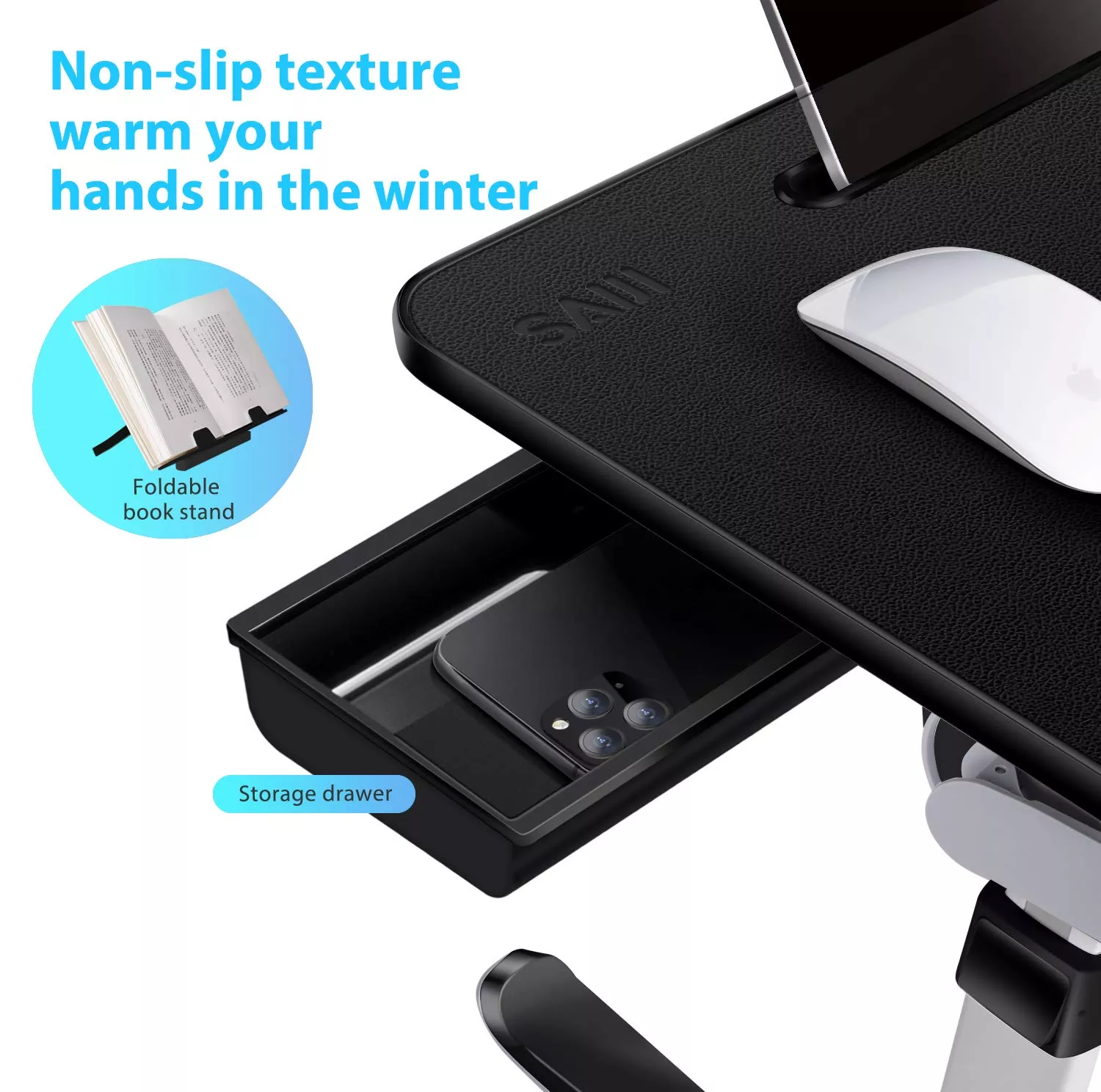 Saiji Laptop Bed Tray Table- Non Slip texture Warm your hands in the winter